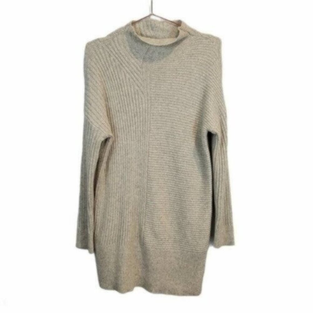 Magaschoni | Mock Neck Ribbed Tunic Sweater Gray